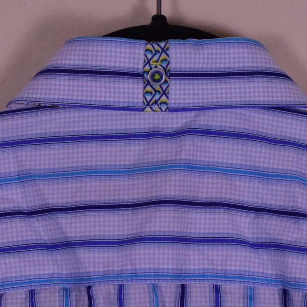 Robert Graham Men's Blue Long Sleeve Cotton Button Up Shirt Flip Cuff - Size S - Picture 7 of 11